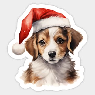 Christmas Puppy Watercolor Art Sticker